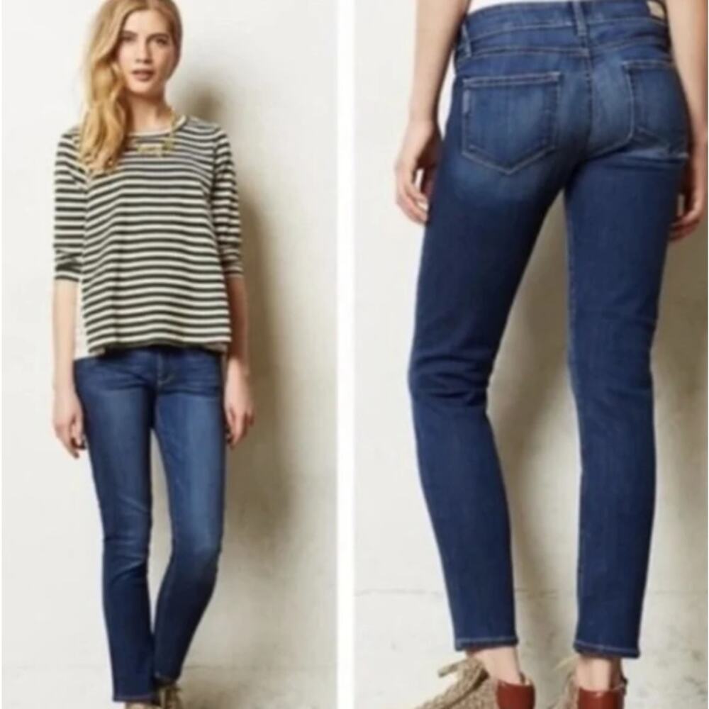 Paige Skyline Ankle Peg Olivia Wash Medium Blue Skinny Jeans, Sz 28